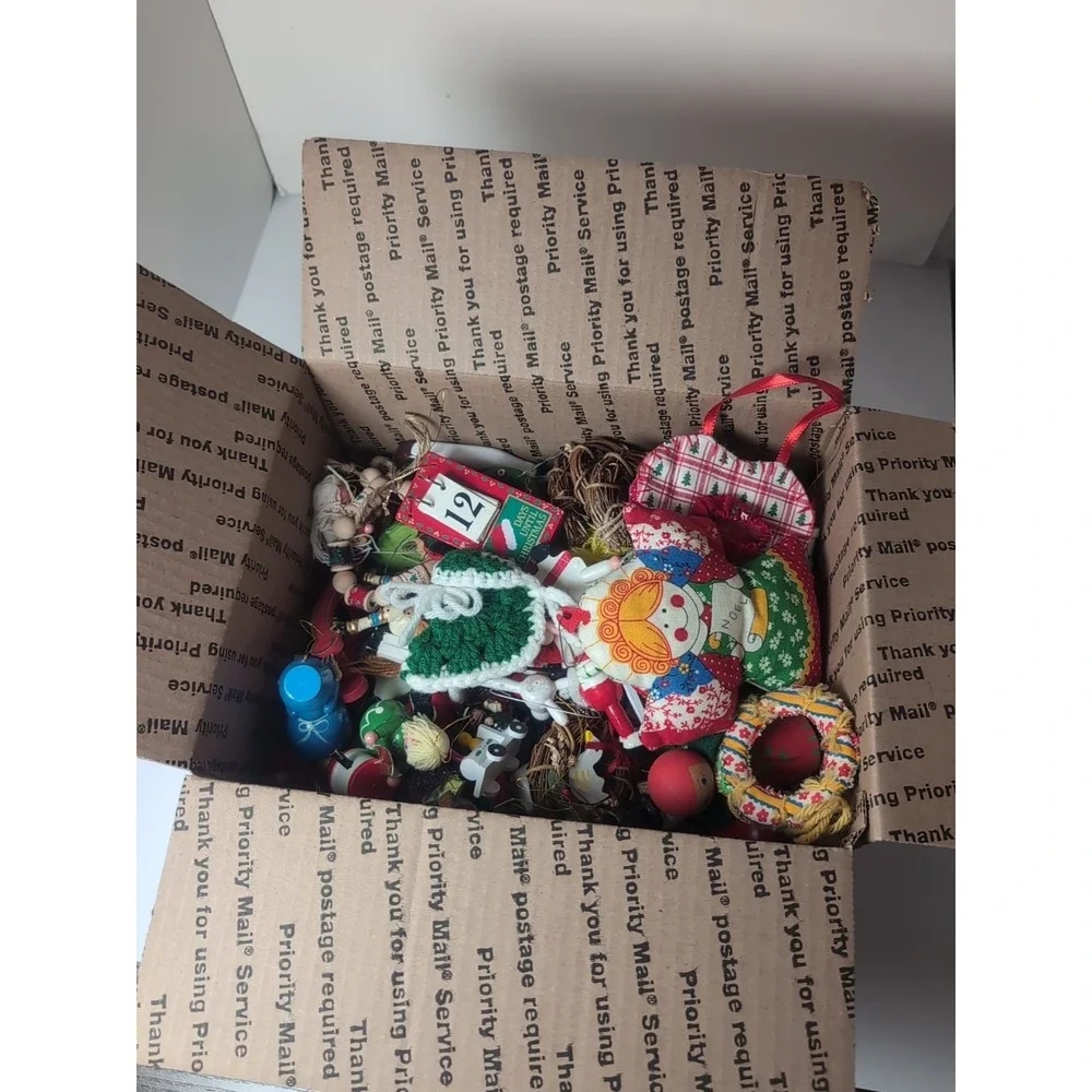 Mixed Lot of 47 Wood/Wooden +4 Fabric Christmas Tree Ornaments Large Collection
